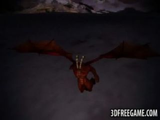 3 डी रेड इंडियन एक पंखों वाला राक्षस द्वारा कठिन गड़बड़ हो जाता है